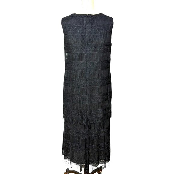 Vintage black sparkly dress and open long jacket by Damianou Size L - Picture 5 of 12